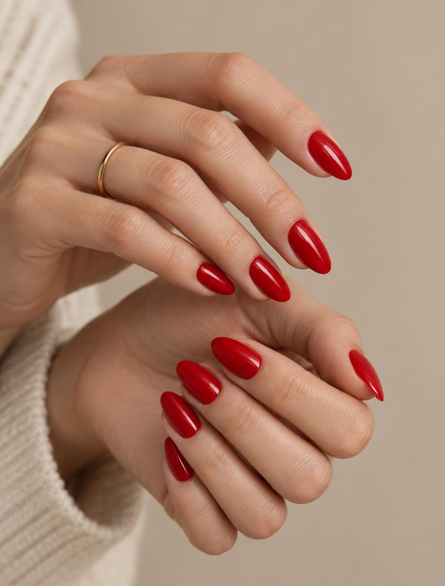 Classic glossy red manicure